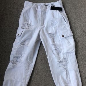 LF Carmar White Denim Cargo Pants